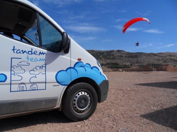 Paragliding or bicycle transport