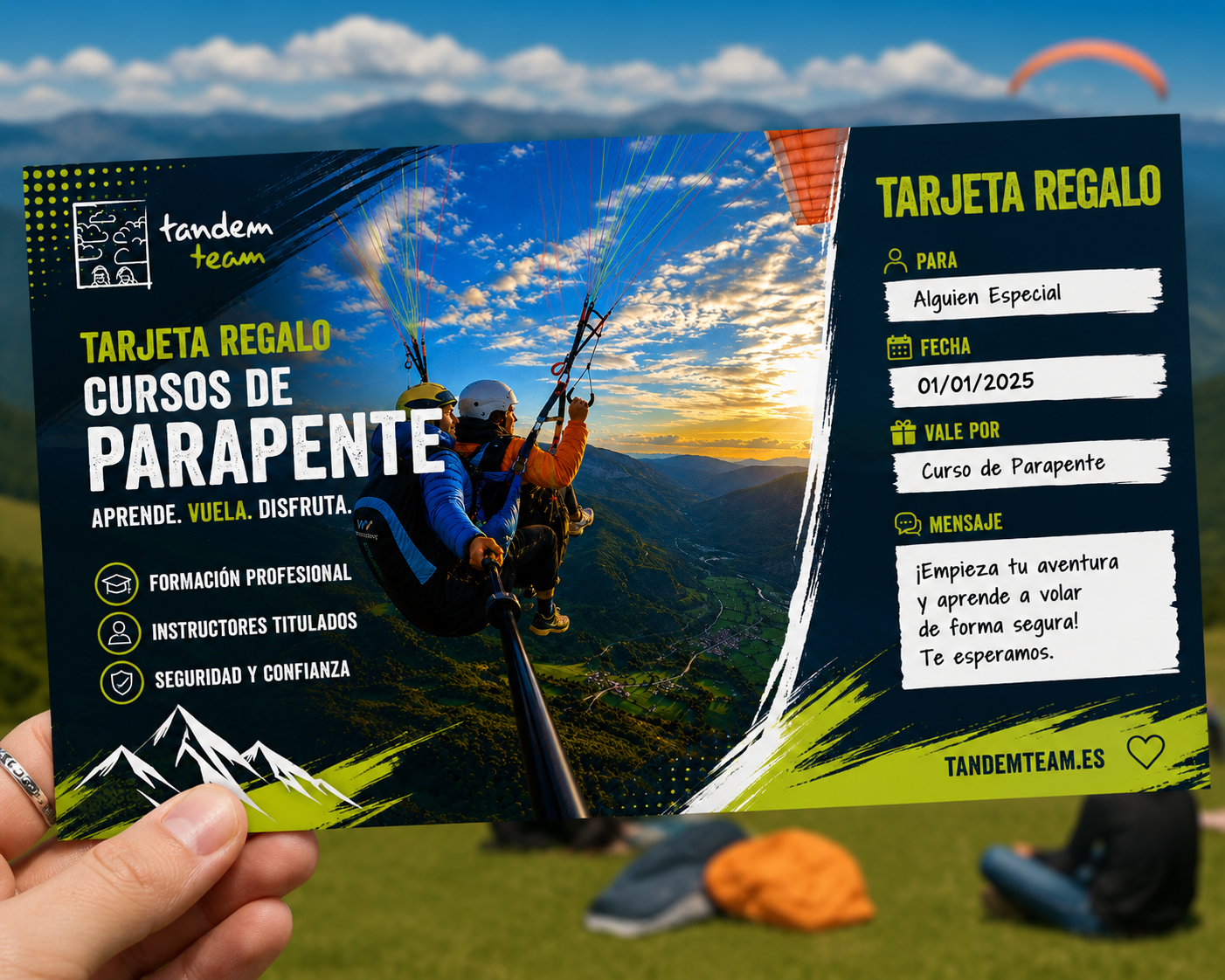 Tarjeta Regalo Curso Parapente 1 Tarjeta Regalo Curso Parapente